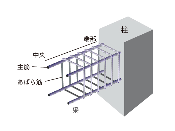 Building structure.  [Robust Reinforced Concrete] Columns and beams, And concrete pouring on the wall to set the amount of water added to the amount of cement to 60% or less, Reduce shrinkage of concrete. Enhancing the durability of the building, It has become more robust building. (Conceptual diagram)