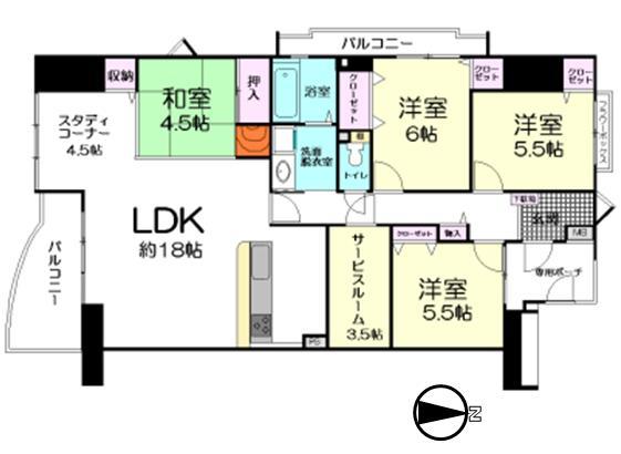 Floor plan. 4LDK, Price 23.8 million yen, Footprint 109.09 sq m , Balcony area 10.09 sq m