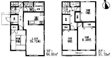 Floor plan. 28,980,000 yen, 4LDK, Land area 153.95 sq m , Building area 105.16 sq m   ☆ JR "Kyushu Science City" station a 10-minute walk ☆