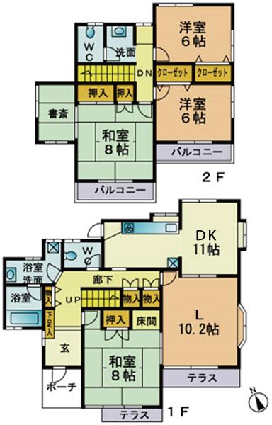 Floor plan. 44,800,000 yen, 4LDK + S (storeroom), Land area 204.24 sq m , Building area 134.14 sq m
