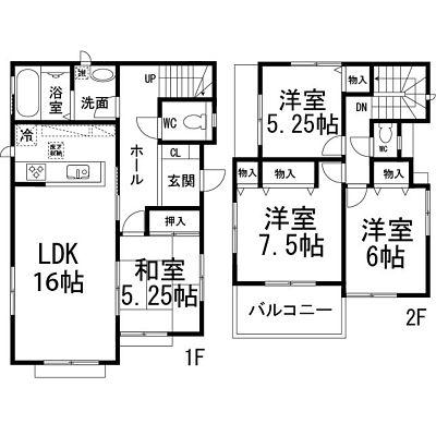 Floor plan. 22,800,000 yen, 4LDK, Land area 161.95 sq m , Building area 96.47 sq m Floor
