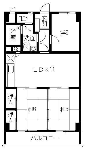 Floor plan. 3LDK, Price 5.7 million yen, Footprint 64 sq m , Balcony area 8.32 sq m