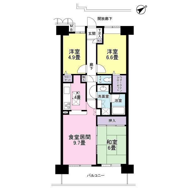 Floor plan. 3LDK, Price 16.5 million yen, Occupied area 70.38 sq m , Balcony area 10.44 sq m