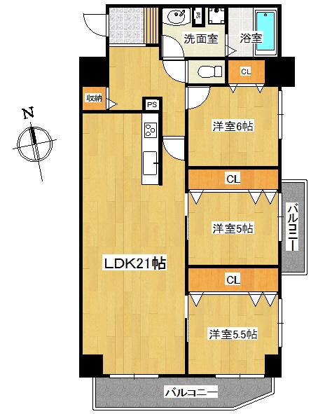 Floor plan. 3LDK, Price 15.8 million yen, Footprint 79.6 sq m , Balcony area 12.43 sq m