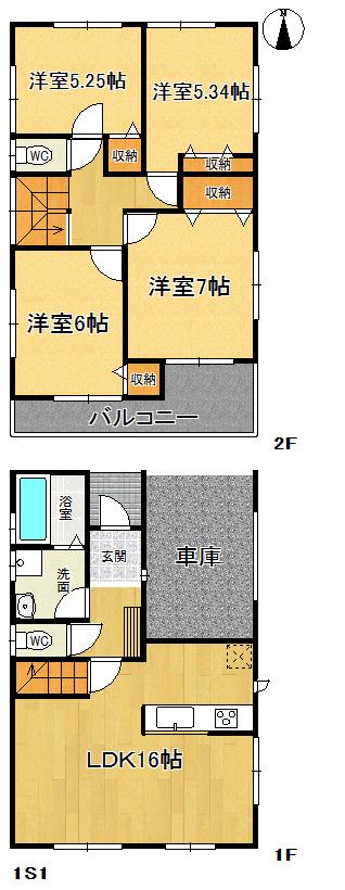 Floor plan. 29,980,000 yen, 4LDK, Land area 107.41 sq m , Building area 103.71 sq m remaining 1 Building only.  Parking 2 cars 4LDK