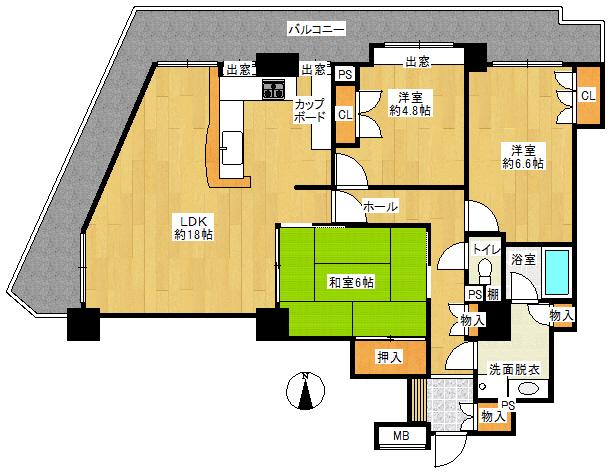 Floor plan. 3LDK, Price 23.8 million yen, Occupied area 81.59 sq m , Balcony area 22.1 sq m 2013 July renovation completed