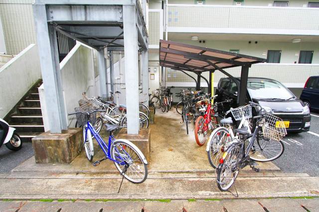 Other common areas. There are bicycle parking lot with a roof