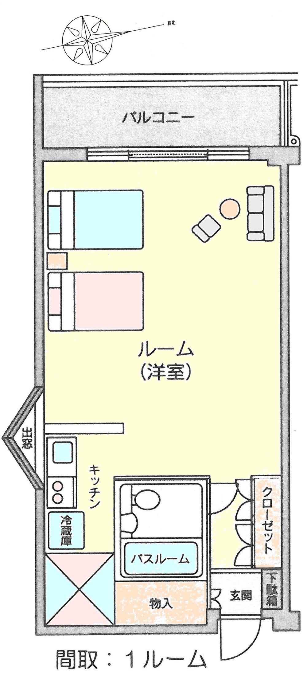 Floor plan. 1LDK, Price 5.3 million yen, Occupied area 48.46 sq m , Balcony area 7.5 sq m