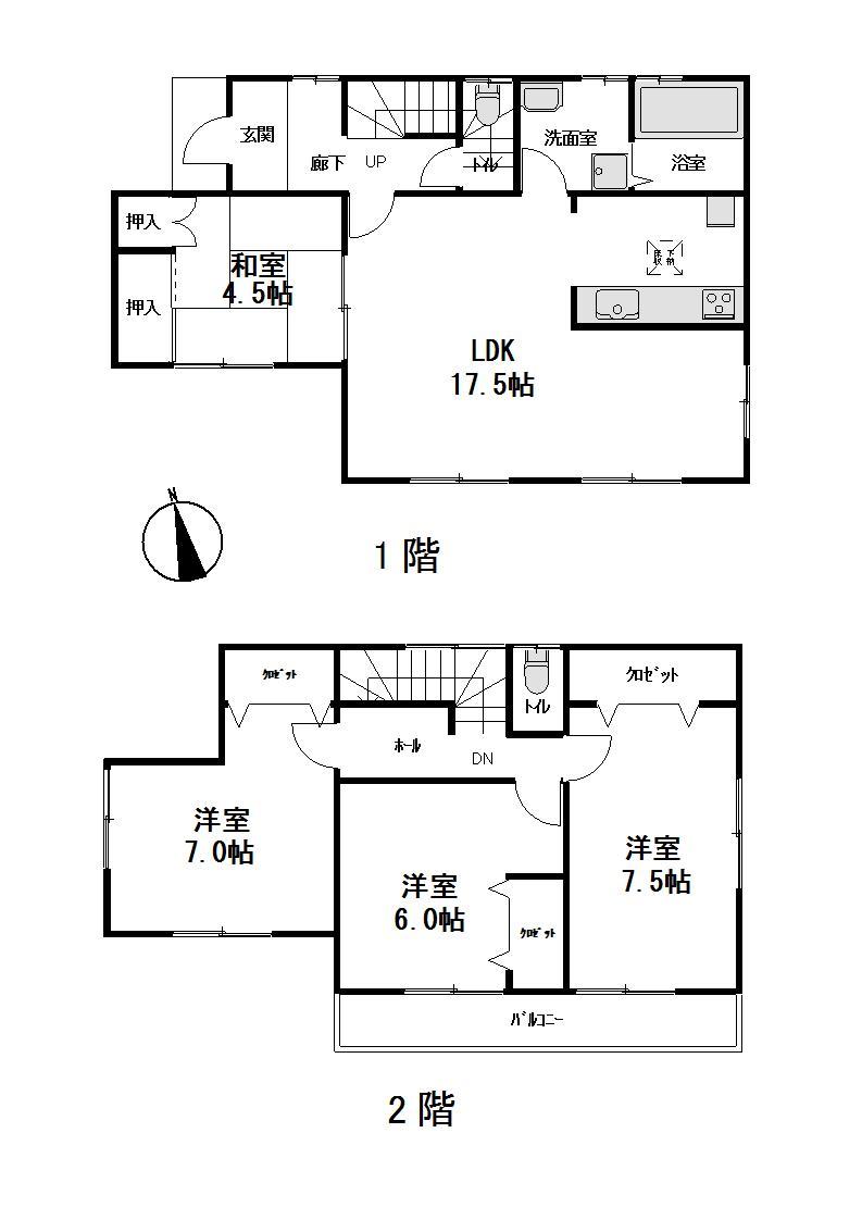 Floor plan. (1 Building), Price 30,480,000 yen, 4LDK, Land area 131.95 sq m , Building area 101.84 sq m