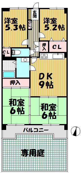 Floor plan. 3LDK, Price 11.5 million yen, Occupied area 70.98 sq m , Balcony area 9.07 sq m