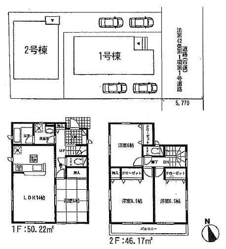 Floor plan. (Building 2), Price 33,800,000 yen, 4LDK, Land area 124.74 sq m , Building area 96.39 sq m