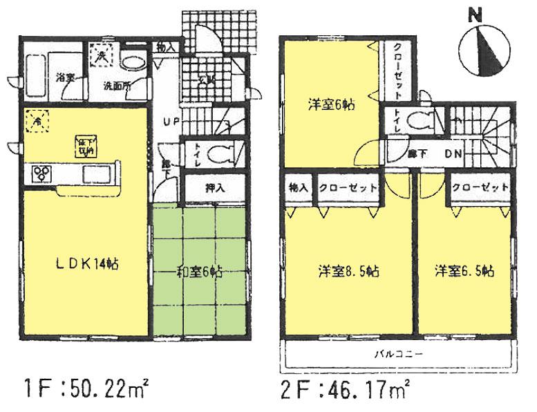 Floor plan. 33,800,000 yen, 4LDK, Land area 124.74 sq m , Building area 96.39 sq m floor plan (4LDK)