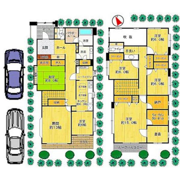 Floor plan. 53,800,000 yen, 6LDK, Land area 261.13 sq m , Building area 197.7 sq m