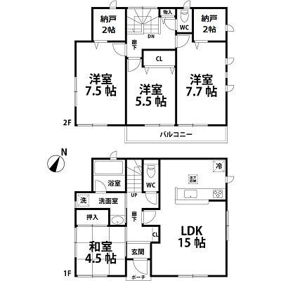 Floor plan. 30,800,000 yen, 4LDK, Land area 165.12 sq m , Building area 97.6 sq m floor plan!