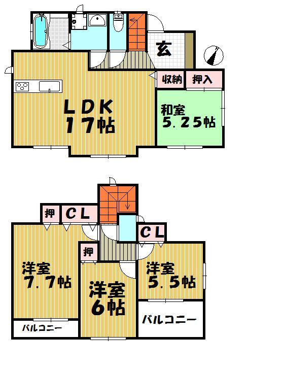 Floor plan. 31,800,000 yen, 4LDK, Land area 127.26 sq m , Building area 97.91 sq m