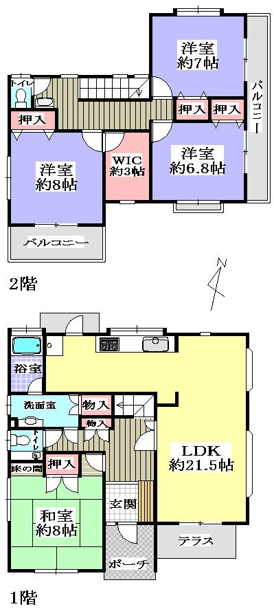 Floor plan. 21,800,000 yen, 4LDK + S (storeroom), Land area 205.11 sq m , Building area 130 sq m