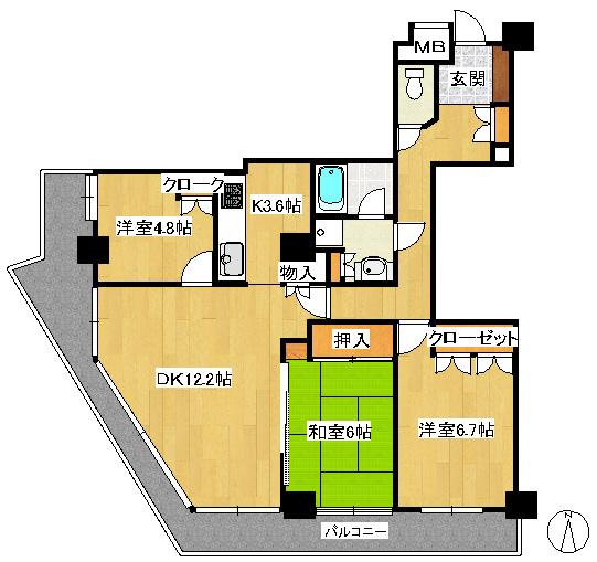 Floor plan. 3LDK, Price 19.5 million yen, Occupied area 78.17 sq m , Balcony area 20.65 sq m