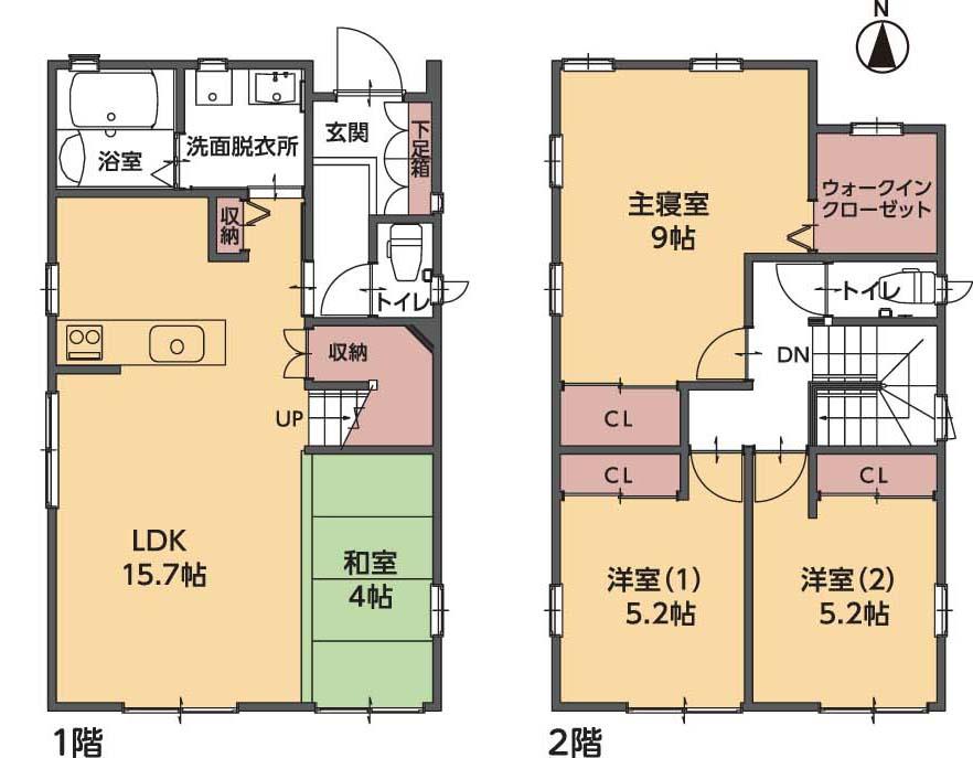 Building plan example (Perth ・ Introspection). Building plan example (No. 1 place) building price 19.9 million yen, Building area 98.87 sq m