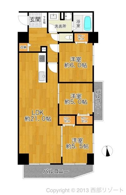 Floor plan. 3LDK, Price 15.8 million yen, Footprint 79.6 sq m , Balcony area 12.43 sq m (8 May 2013) created