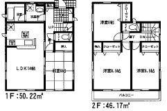 Floor plan. 33,800,000 yen, 4LDK, Land area 124.74 sq m , Building area 96.39 sq m 4LDK