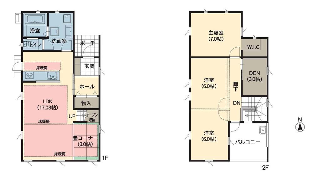Floor plan. 32.7 million yen, 3LDK, Land area 113.3 sq m , Building area 104.96 sq m 1 issue areas  [Mom also a Tatami corner of relaxation safe house]