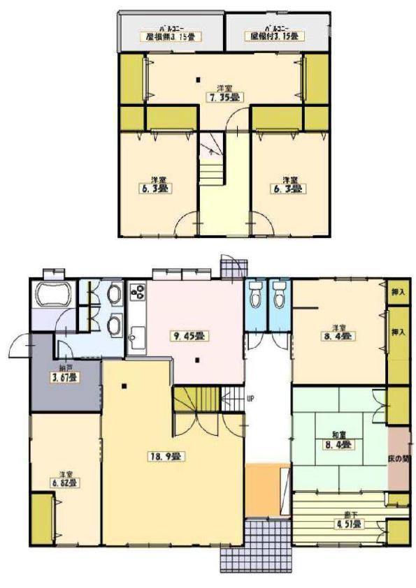 Floor plan. 46,800,000 yen, 6LDK + S (storeroom), Land area 507.87 sq m , Building area 205.26 sq m LDK28 tatami Kyoma structure
