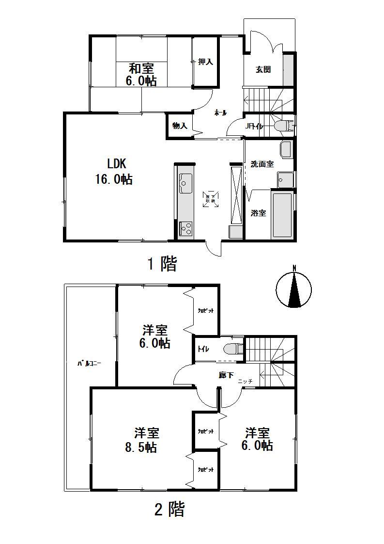 Floor plan. (Building 2), Price 26,800,000 yen, 4LDK, Land area 125.5 sq m , Building area 98.82 sq m