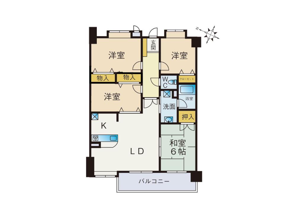 Floor plan. 4LDK, Price 12.2 million yen, Occupied area 75.66 sq m , Balcony area 8.7 sq m