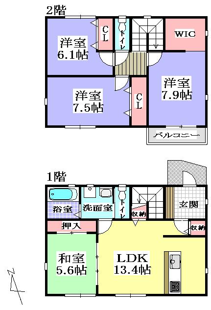 Floor plan. 26,900,000 yen, 4LDK + S (storeroom), Land area 136.92 sq m , Building area 102.26 sq m