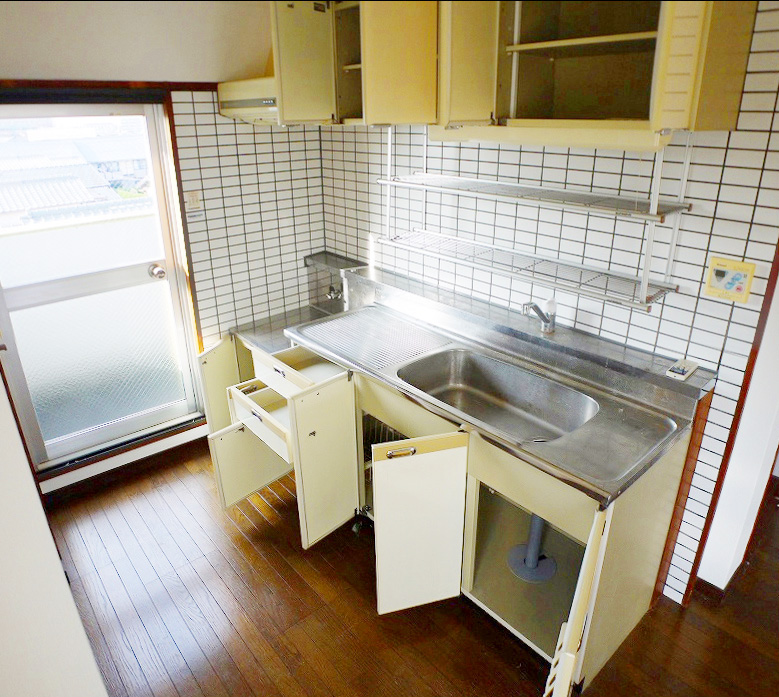 Kitchen. With happy even in the kitchen balcony