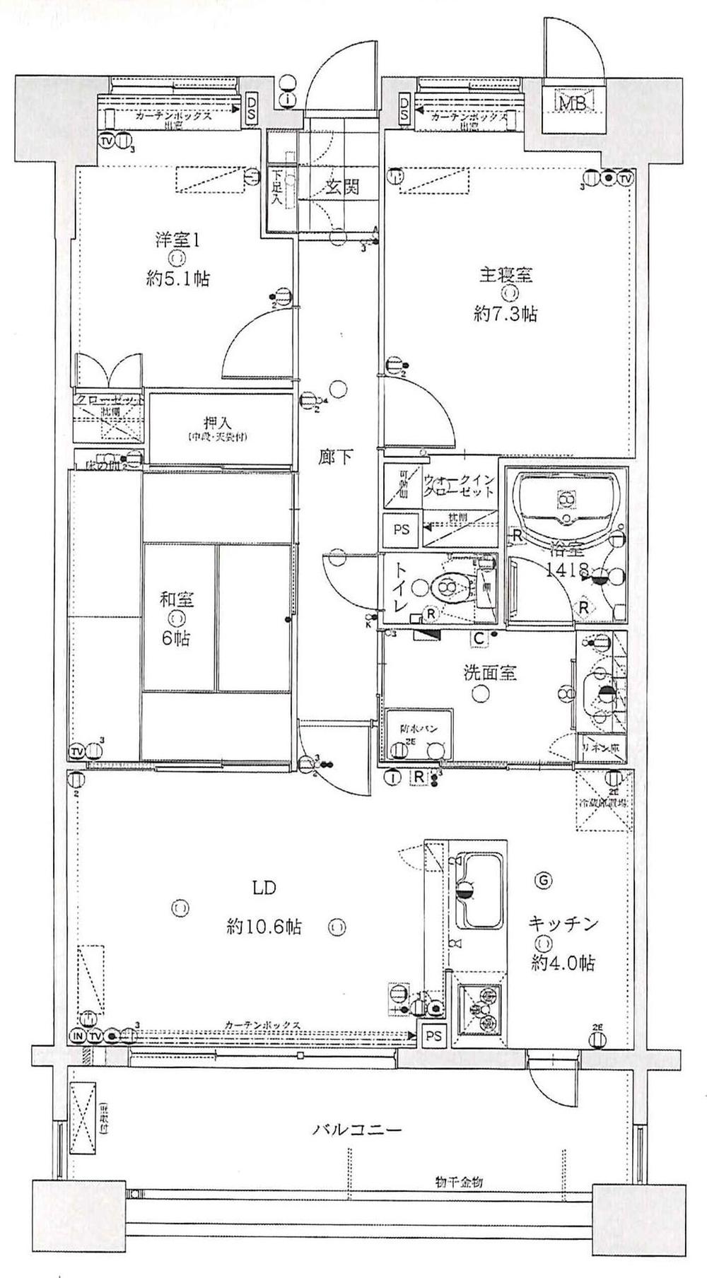 Floor plan. 3LDK, Price 26,800,000 yen, Occupied area 75.16 sq m , Balcony area 13.6 sq m