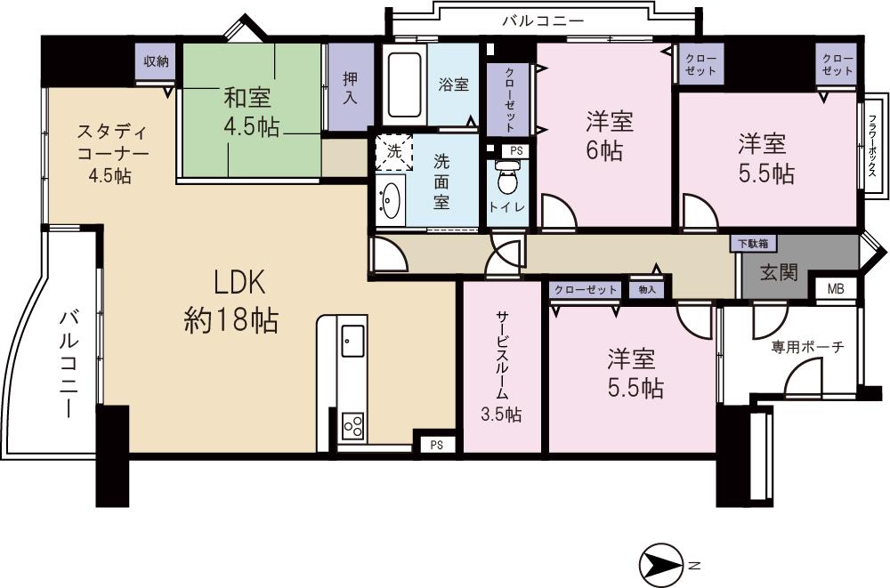 Floor plan. 4LDK + S (storeroom), Price 23.8 million yen, Footprint 109.09 sq m , Balcony area 10.09 sq m spacious 4LDK