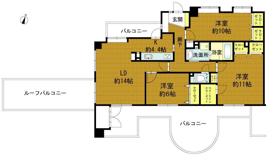 Floor plan. 3LDK, Price 28.5 million yen, Occupied area 95.11 sq m , Change the balcony area 31.74 sq m current state 2LDK to 3LDK will delivery your.
