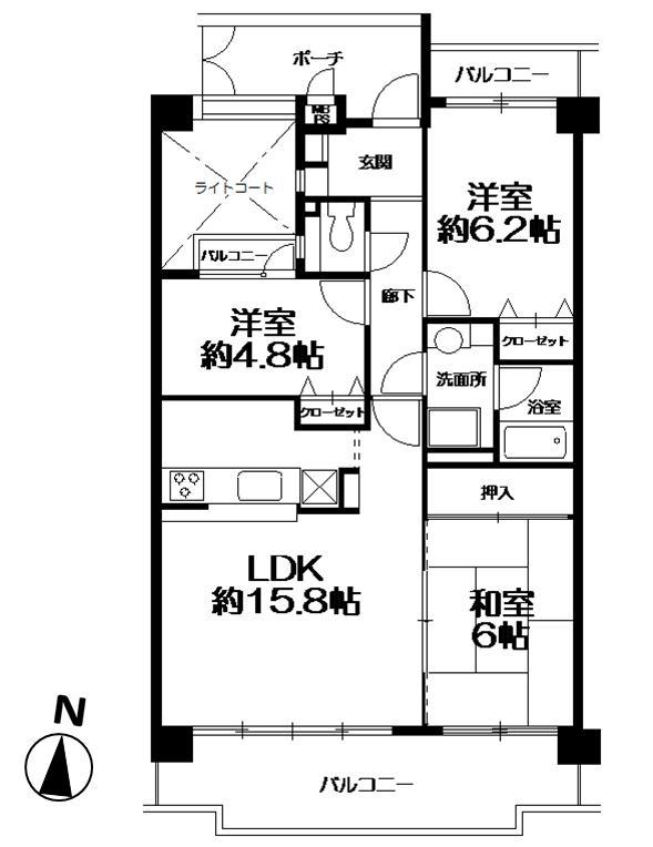 Floor plan. 3LDK, Price 17.8 million yen, Occupied area 72.56 sq m , Balcony area 15.81 sq m