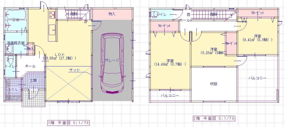 Floor plan. 26,850,000 yen, 3LDK, Land area 152.76 sq m , Put the live along with the building area 124.6 sq m garage in the field of view Easy to housework Design for a family of Komiyu munications