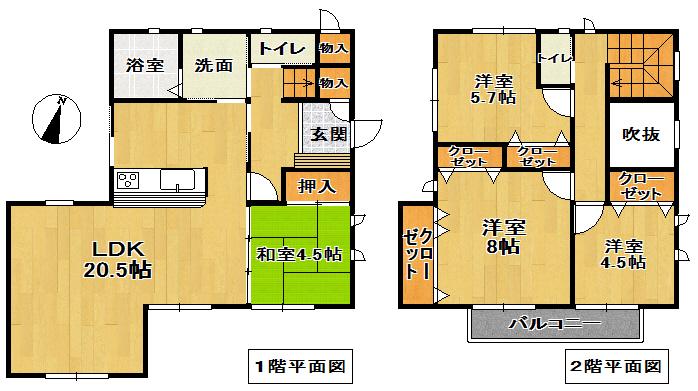 Floor plan. 28.5 million yen, 4LDK, Land area 139.91 sq m , Building area 105.91 sq m