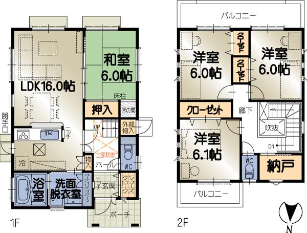 Floor plan. 32,300,000 yen, 4LDK + S (storeroom), Land area 143.84 sq m , Building area 104.48 sq m
