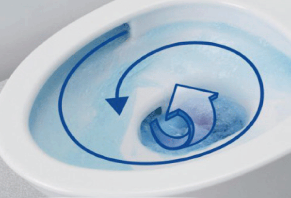 Toilet.  [Tornado cleaning] Evenly turning the bowl surface water flow, such as swirling. Persistent dirt all round you uprooted rinse. (Conceptual diagram)