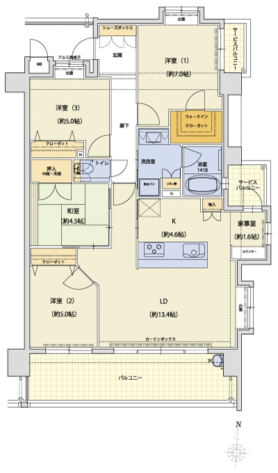 Floor: 4LDK + WIC + Mrs.C, the area occupied: 90.1 sq m, Price: 35.5 million yen
