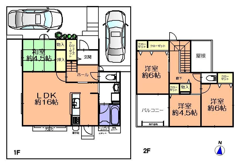 Floor plan. 27,800,000 yen, 4LDK, Land area 134.37 sq m , Building area 97.21 sq m