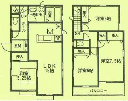 Floor plan. (Building 2), Price 29,800,000 yen, 4LDK, Land area 139.43 sq m , Building area 95.63 sq m