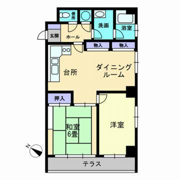 Floor plan. 2LDK, Price 15.8 million yen, Footprint 62.4 sq m , Balcony area 7.56 sq m 2LDK of southwest angle room