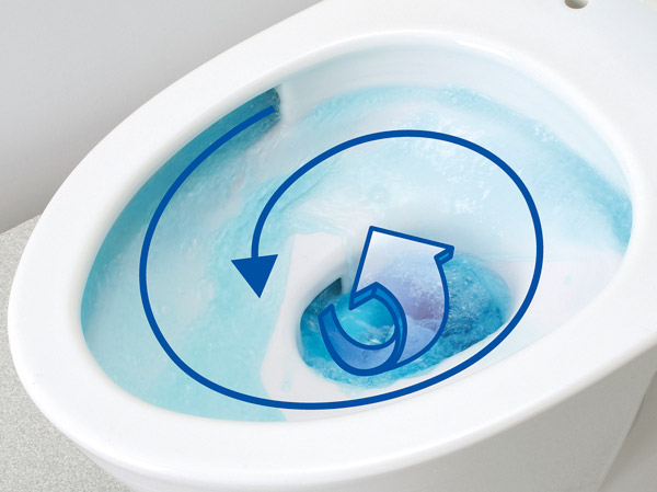 Toilet.  [Twin Tornado cleaning] Horizontal tornado and vertical tornado, Since the two of water flow turns efficiently, Also rinse firm the dirt with less water.  (Same specifications ・ Conceptual diagram)