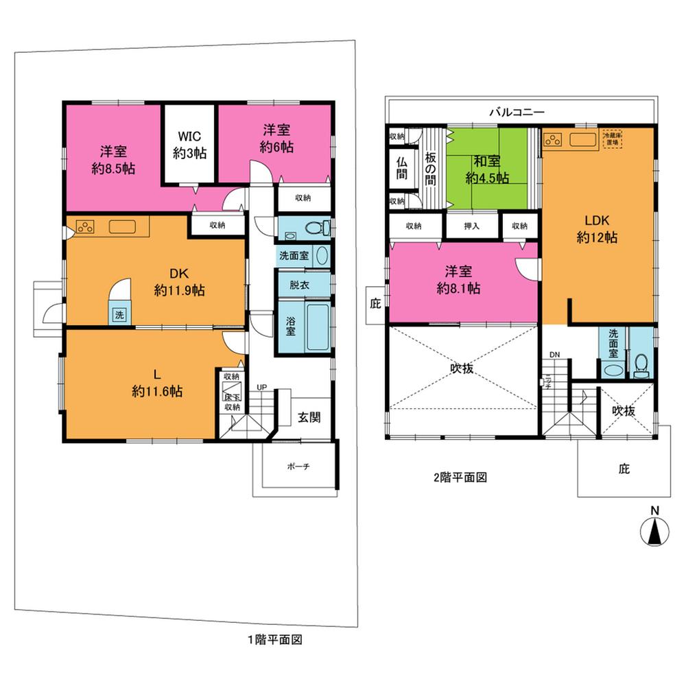 Floor plan. 50 million yen, 4LLDDKK, Land area 202.57 sq m , Building area 149.61 sq m