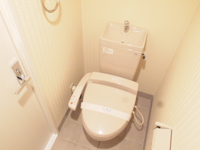 Toilet. Toilet with hot toilet seat washer "