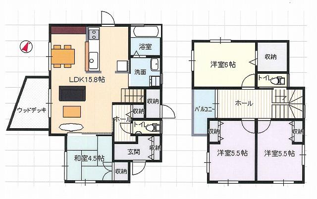 Floor plan. LDK of calm hue