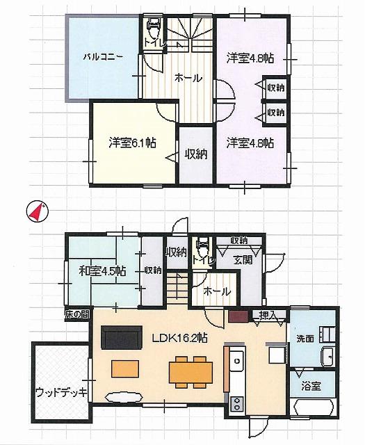 Floor plan. LDK of calm hue