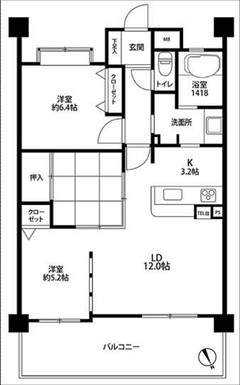 Floor plan. 3LDK, Price 18,800,000 yen, Occupied area 68.53 sq m , Balcony area 14.08 sq m