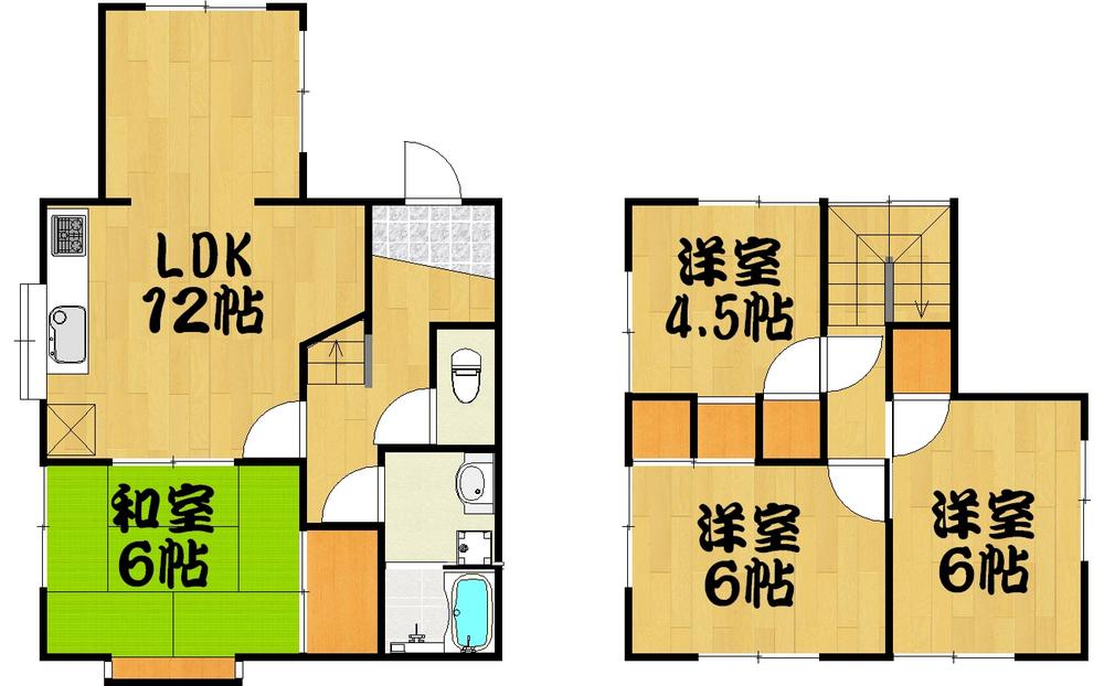 Floor plan. 14.8 million yen, 4LDK, Land area 135.68 sq m , Building area 70.37 sq m