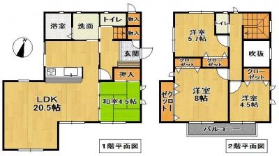 Floor plan. 28.5 million yen, 4LDK, Land area 139.91 sq m , Building area 105.99 sq m 4LDK